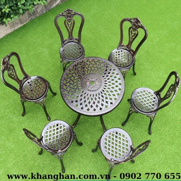BỘ BÀN TRÒN 2 GHẾ NHÔM ĐÚC CHO SÂN VƯỜN XINH