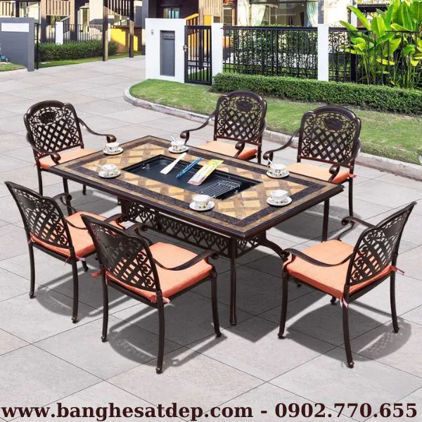 BÀN NƯỚNG NGOÀI TRỜI NHÔM ĐÚC