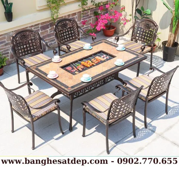 BÀN NƯỚNG NGOÀI TRỜI NHÔM ĐÚC