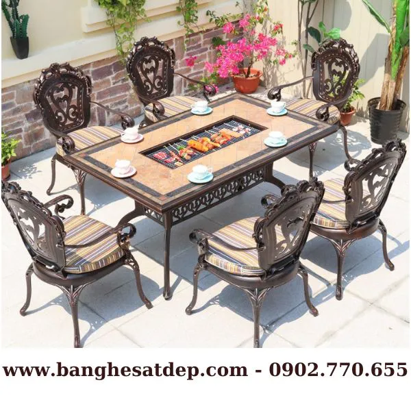 BÀN NƯỚNG NGOÀI TRỜI NHÔM ĐÚC
