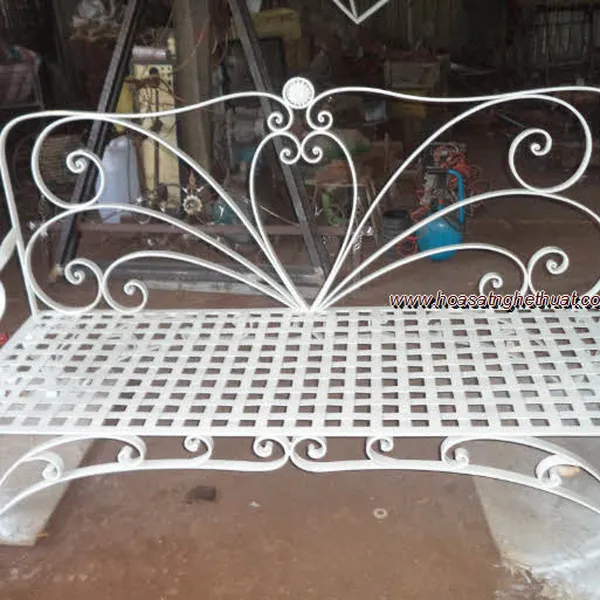 Beautiful Wrought Iron Bench Long