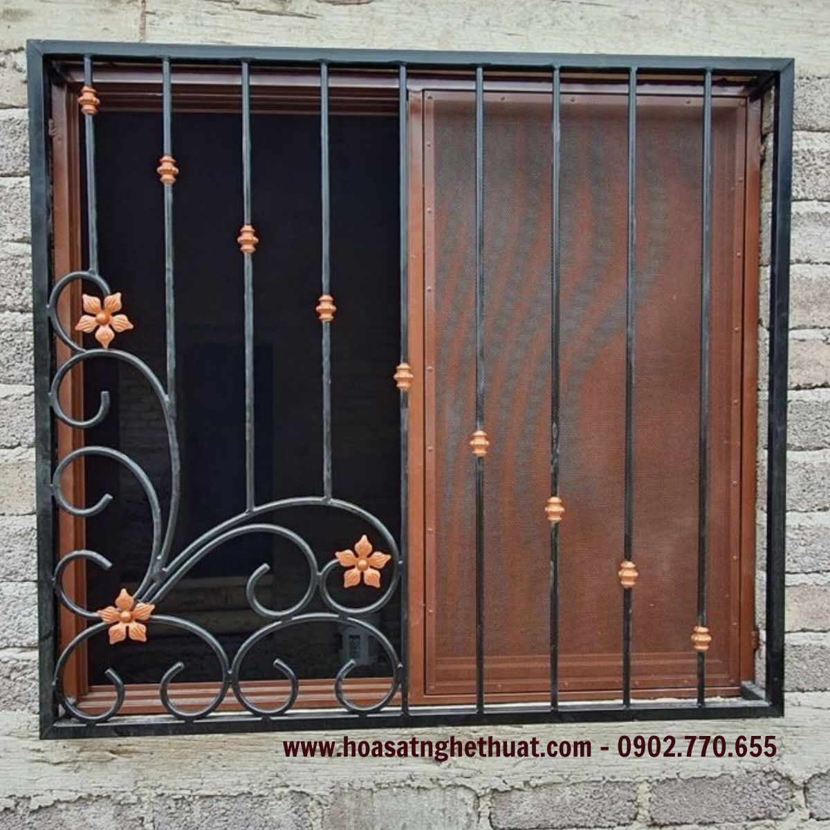 khung bảo vệ cửa sổ bằng sắt mỹ thuật KH24-CS01 khung bảo vệ cửa sổ bằng sắt mỹ thuật KH24-CS01