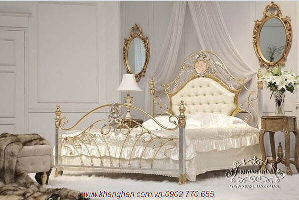Giường sắt rèn nghệ thuật Khang Hân KH14-G001 Giường sắt rèn nghệ thuật Khang Hân KH14-G001