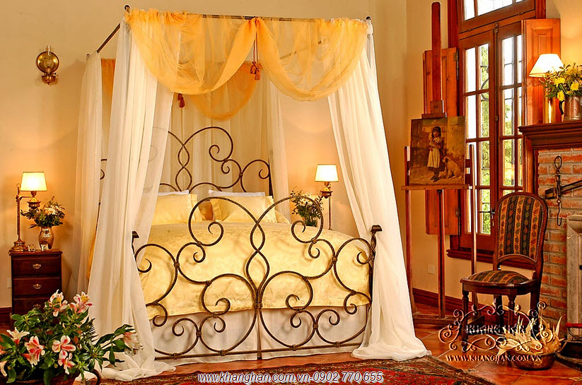 Giường sắt rèn nghệ thuật Khang Hân KH14-GN006 Giường sắt rèn nghệ thuật Khang Hân KH14-GN006