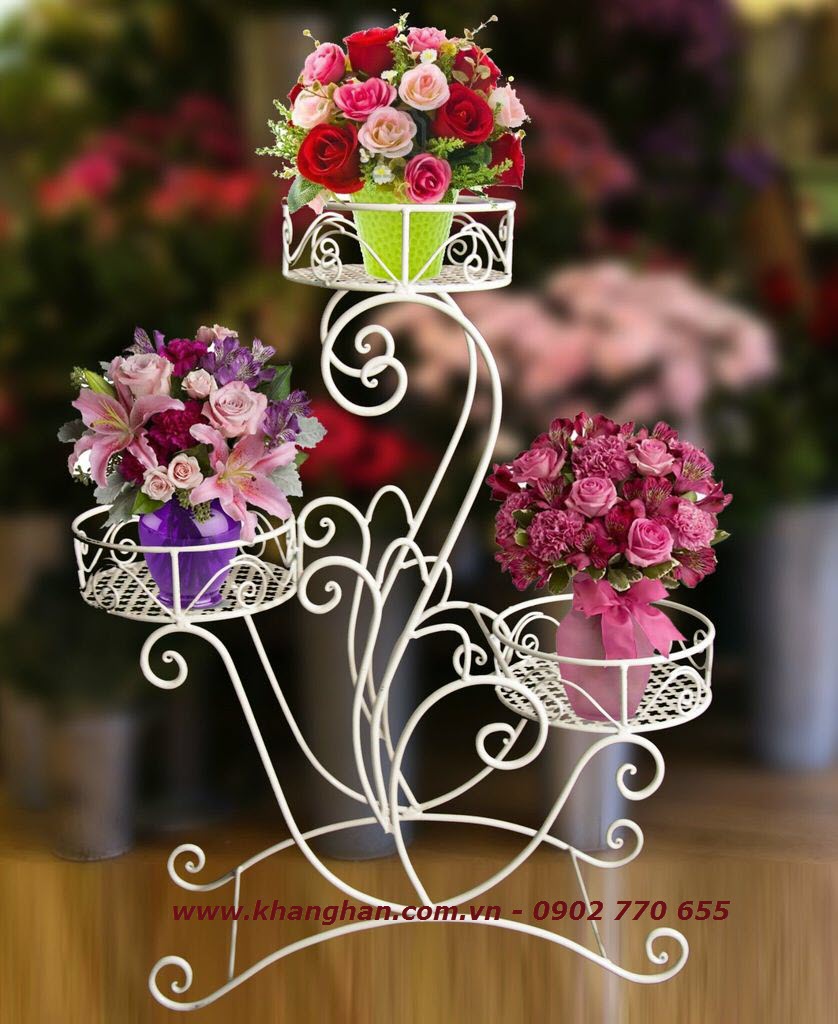 Kệ hoa sắt rèn mỹ thuật KH16-H007 Kệ hoa sắt rèn mỹ thuật KH16-H007