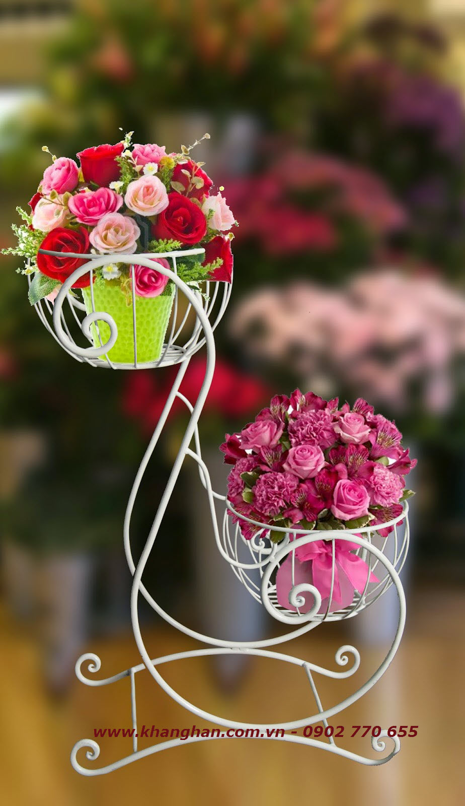 Kệ hoa sắt mỹ thuật KH16-H008 Kệ hoa sắt mỹ thuật KH16-H008