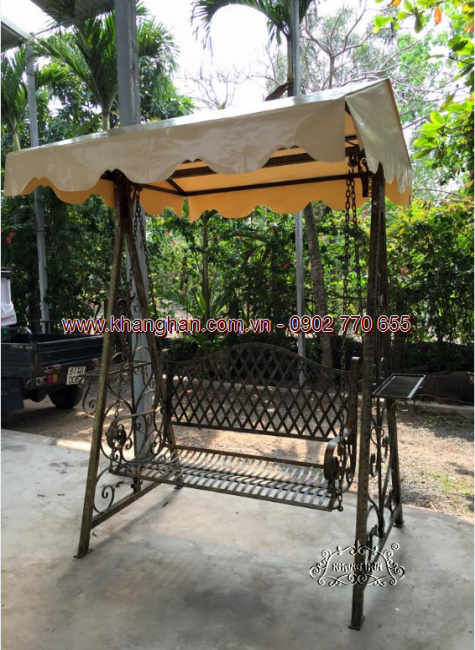 Samples of wrought iron swing beautiful art with antique gold tones KH14-XD015.2 Samples of wrought iron swing beautiful art with antique gold tones KH14-XD015.2