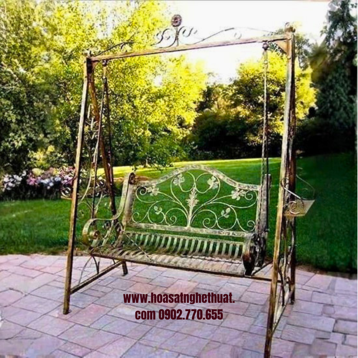 Mẫu số 3 xích đu sắt nghê thuật KH-XD005 Mẫu số 3 xích đu sắt nghê thuật KH-XD005