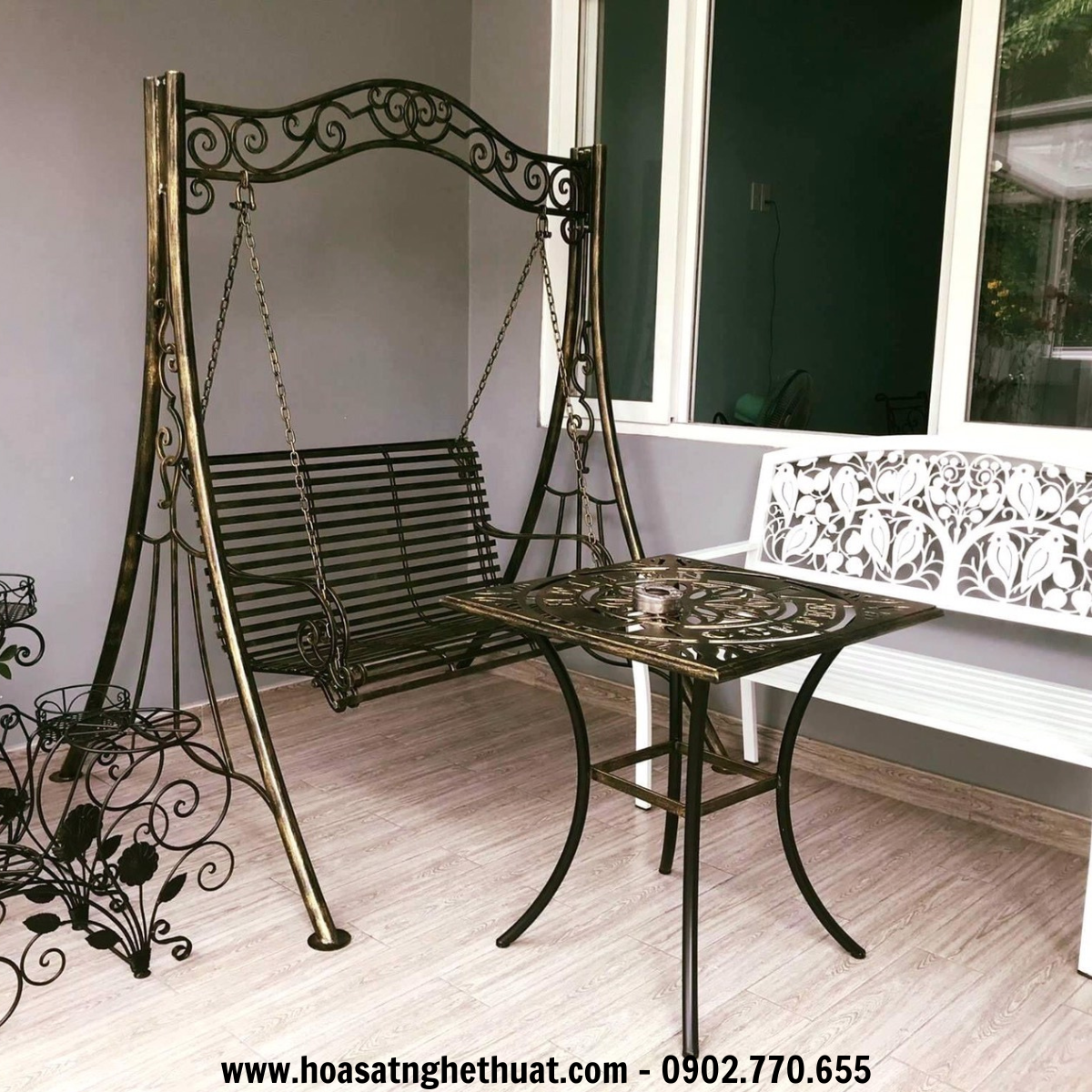 Xích đu Khang Hân bằng sắt rèn KH-XD008 Xích đu Khang Hân bằng sắt rèn KH-XD008