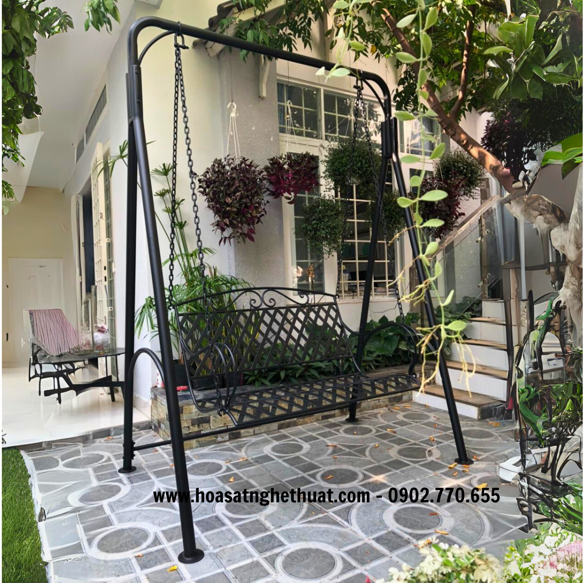 Ghế Xích đu ngoài trời bằng sắt KH-XD023  Ghế Xích đu ngoài trời bằng sắt KH-XD023