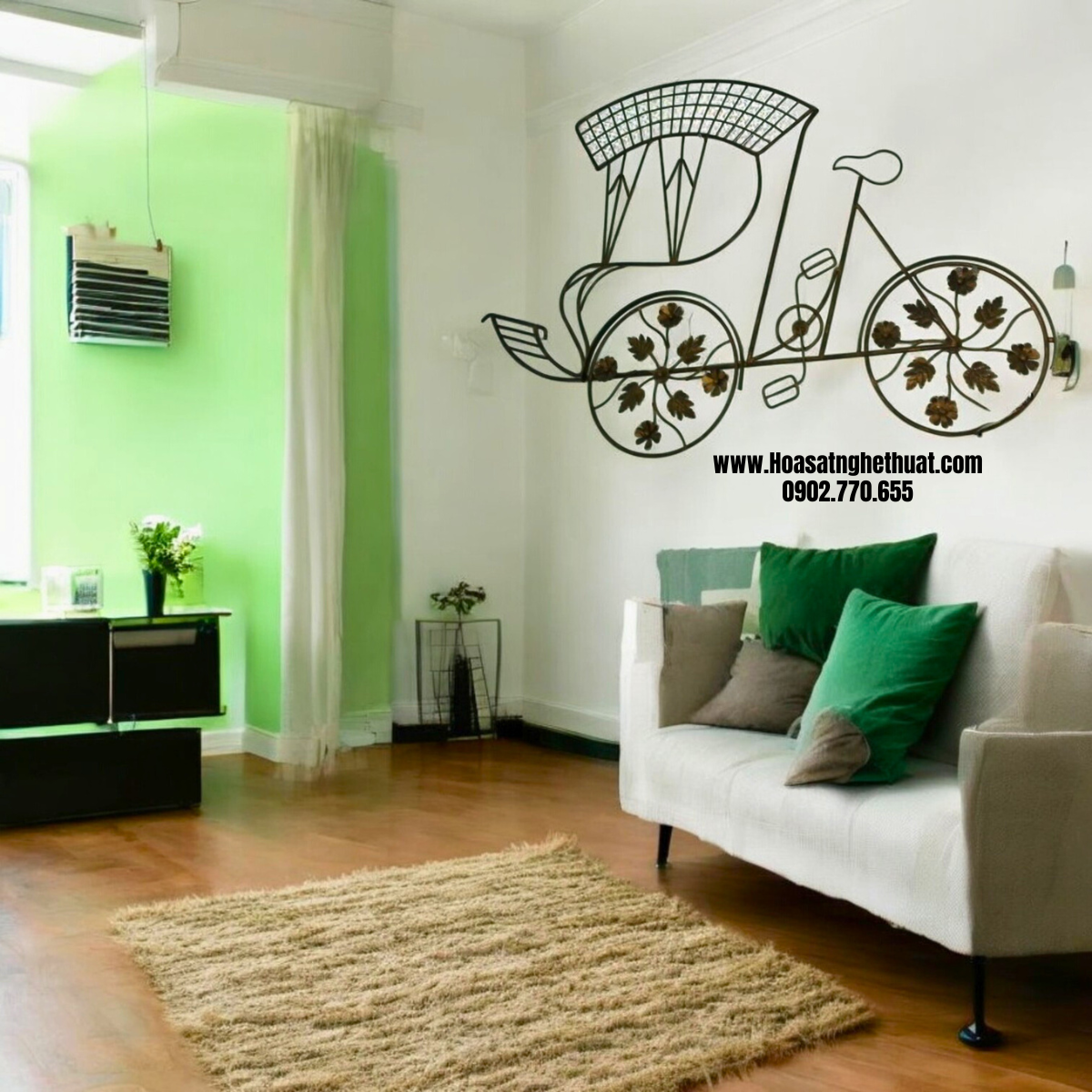 Xích lô ốp tường sắt nghệ thuật KH14-STT001 Xích lô ốp tường sắt nghệ thuật KH14-STT001