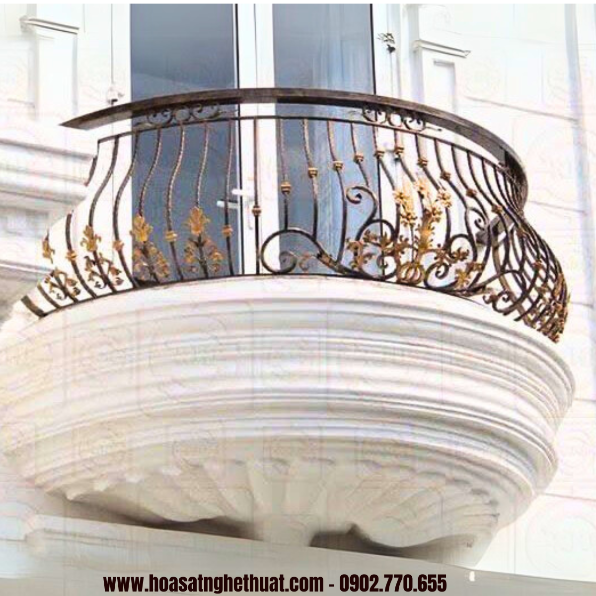Ban công sắt rèn nghệ thuật KH25-BC01 Ban công sắt rèn nghệ thuật KH25-BC01
