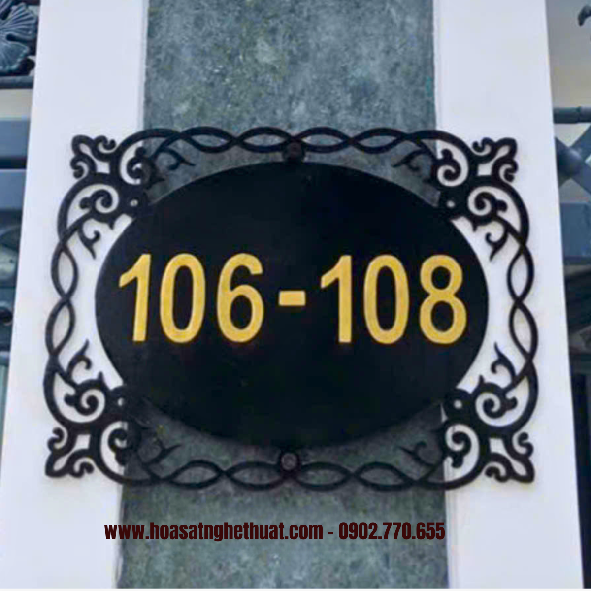 Bảng biển số nhà sắt mỹ thuật cắt cnc kh25-bsn01 Bảng biển số nhà sắt mỹ thuật cắt cnc kh25-bsn01