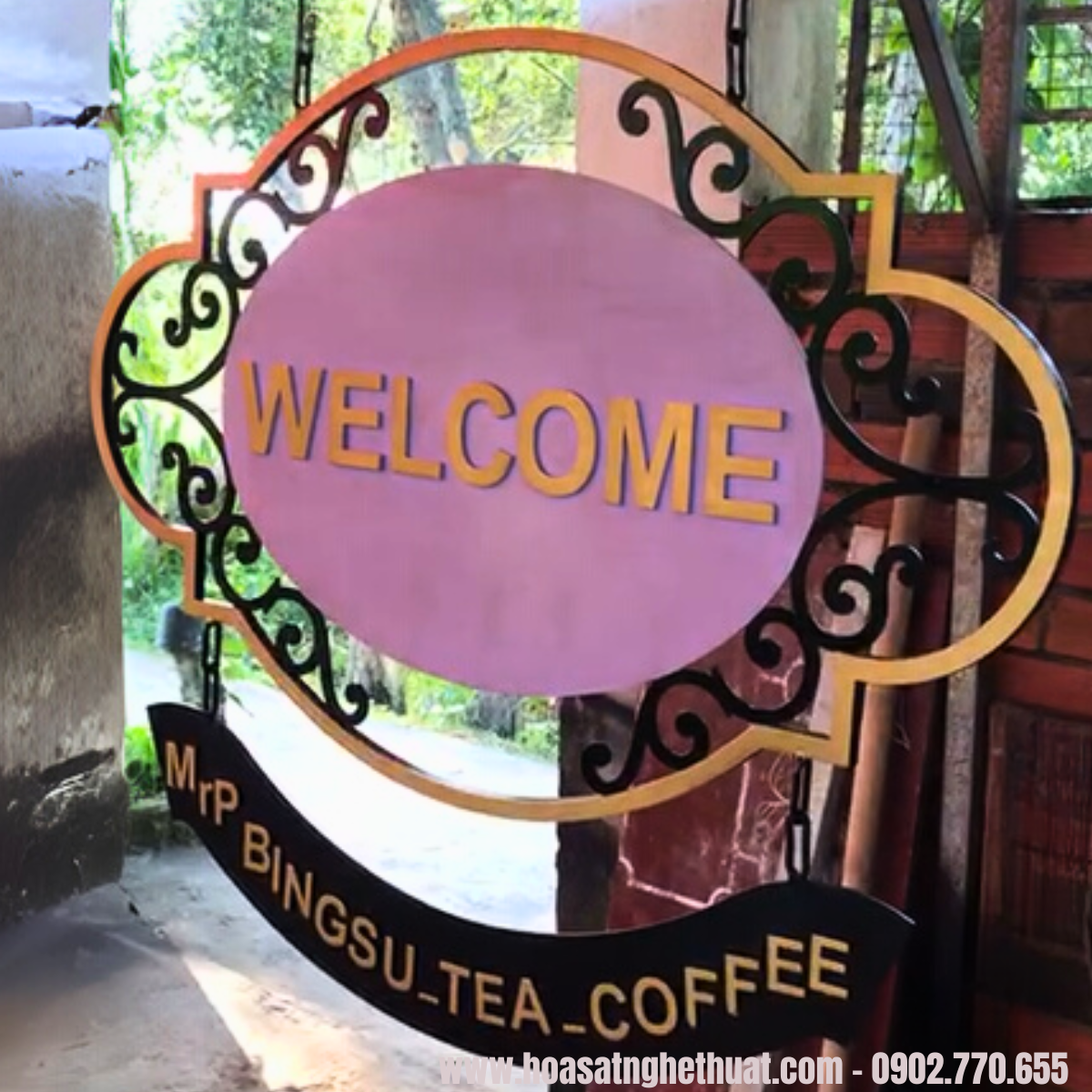Biển hiệu quán cafe bằng sắt mỹ thuật kh25-bsn03 Biển hiệu quán cafe bằng sắt mỹ thuật kh25-bsn03
