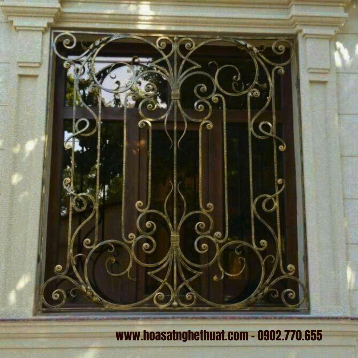 Cửa sổ sắt rèn nghệ thuật KH25-CS04 Cửa sổ sắt rèn nghệ thuật KH25-CS04
