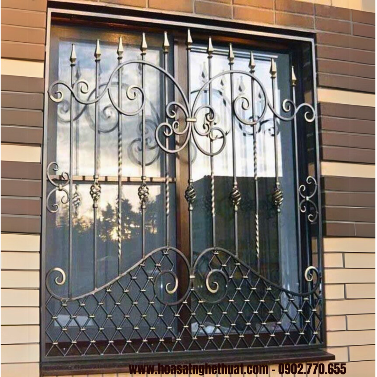 Cửa sổ sắt rèn mỹ thuật KH25-CS05 Cửa sổ sắt rèn mỹ thuật KH25-CS05