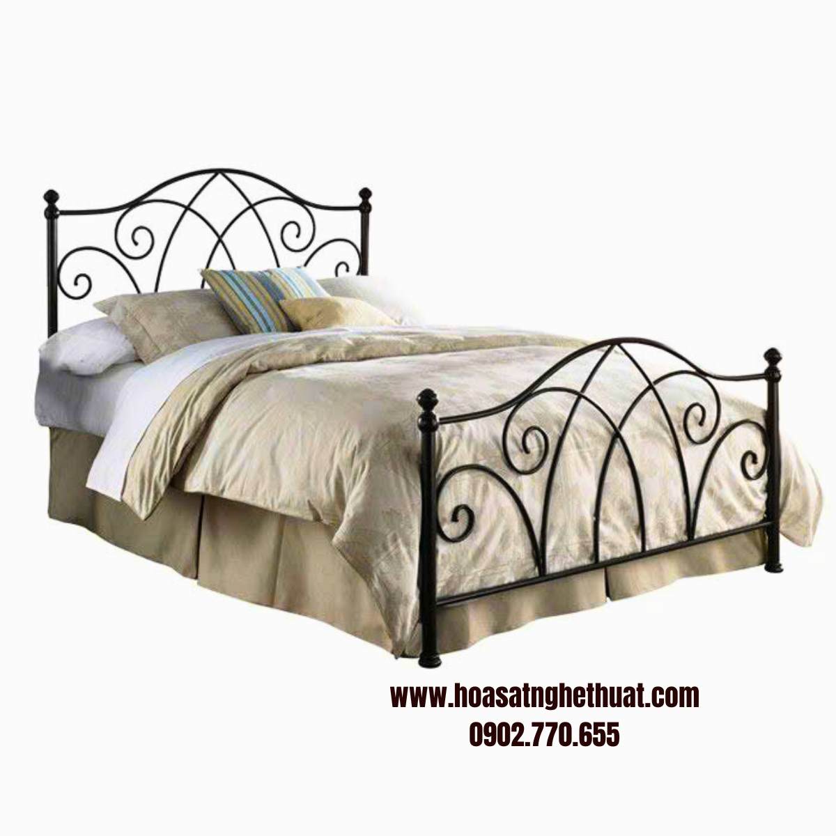 Giường ngủ kiểu dáng thanh lịch bằng sắt uốn nghệ thuật Giường ngủ kiểu dáng thanh lịch bằng sắt uốn nghệ thuật