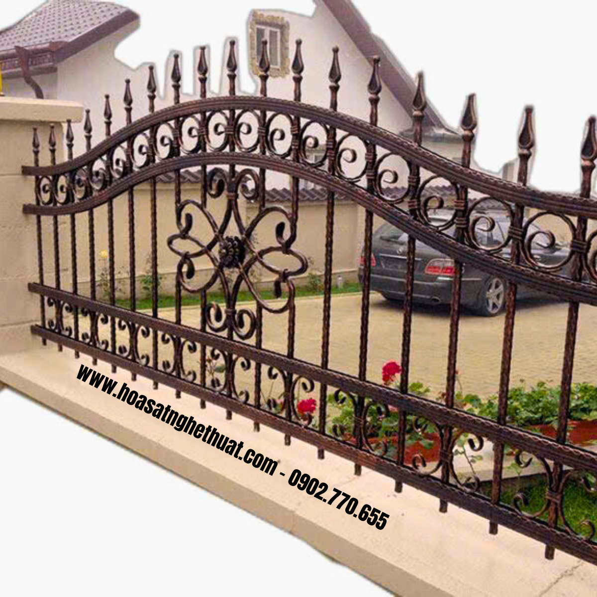 Hàng rào sắt rèn nghệ thuật KH25-HR01 Hàng rào sắt rèn nghệ thuật KH25-HR01