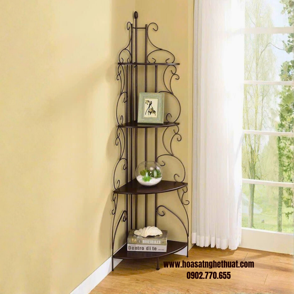 Kệ trang trí sắt nghệ thuật kh25-k03 Kệ trang trí sắt nghệ thuật kh25-k03