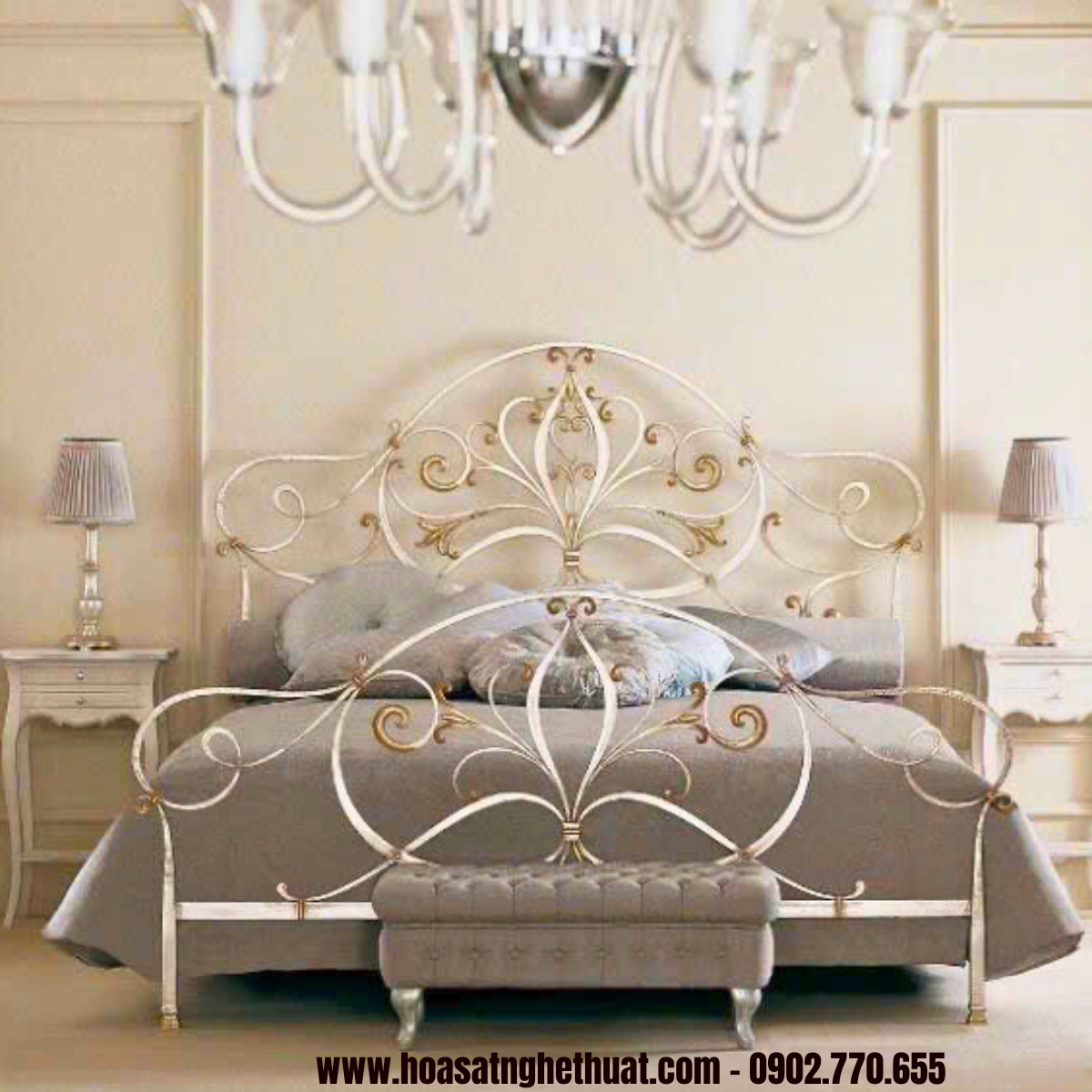 Giường sắt nghệ thuật từ sắt cắt CNC Giường sắt nghệ thuật từ sắt cắt CNC