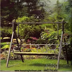 Wrought iron swing unique artistic pattern rolling along the edge