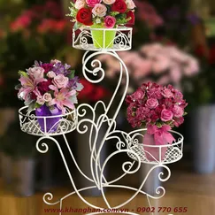 Iron flower shelf three-story art