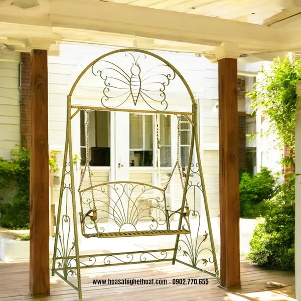 Iron art swing with butterfly charm