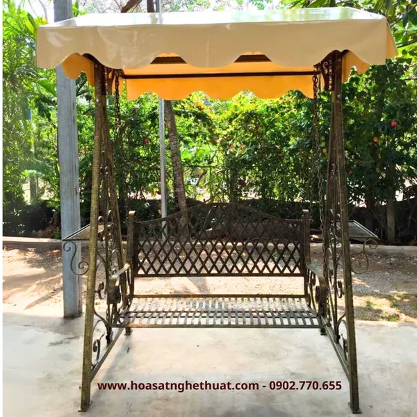 Samples of wrought iron swing beautiful art with antique gold tones