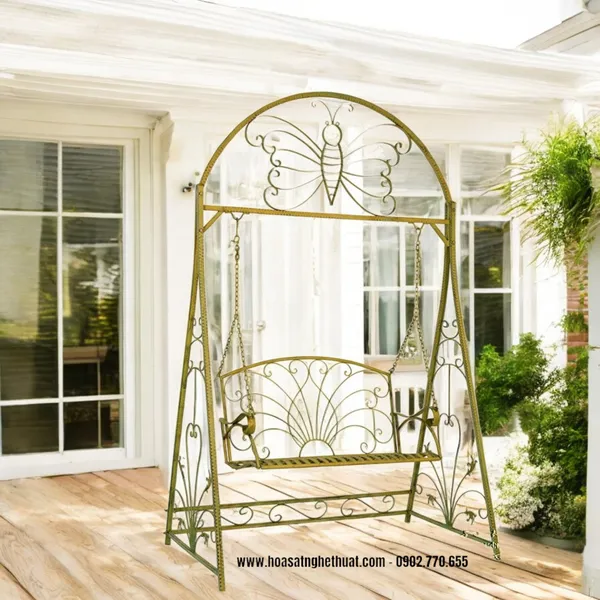 Iron art swing with butterfly charm