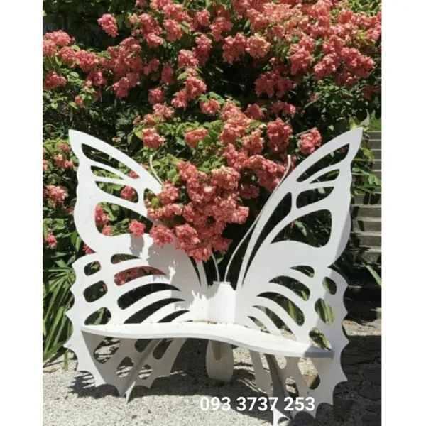 GHẾ BƯỚM SẮT CNC TÔ ĐIỂM SÂN VƯỜN ĐẸP LÃNG MẠN
