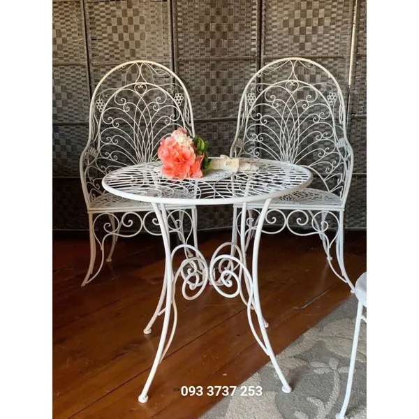 BỘ BÀN 2 GHẾ SẮT RÈN CỔ ĐIỂN PHÁP