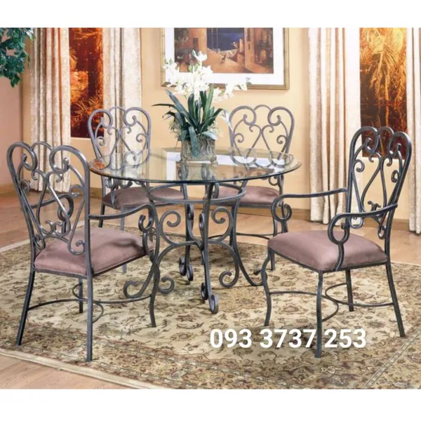 BỘ BÀN GHẾ PHÒNG KHÁCH HOA VĂN CỔ ĐIỂN SẮT 