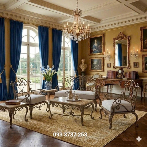 SOFA SẮT RÈN MÀU GIẢ CỔ SANG TRỌNG