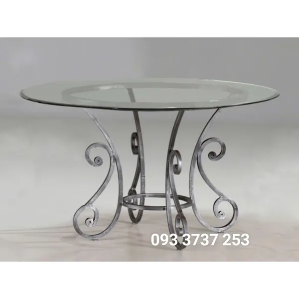 BÀN TRÒN SẮT MỸ THUẬT MẶT KÍNH THANH LỊCH