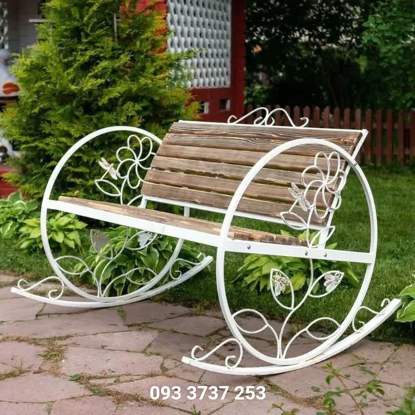 GHẾ BẬP BÊNH SẮT KẾT HỢP NAN GỖ CỔ ĐIỂN ĐẸP