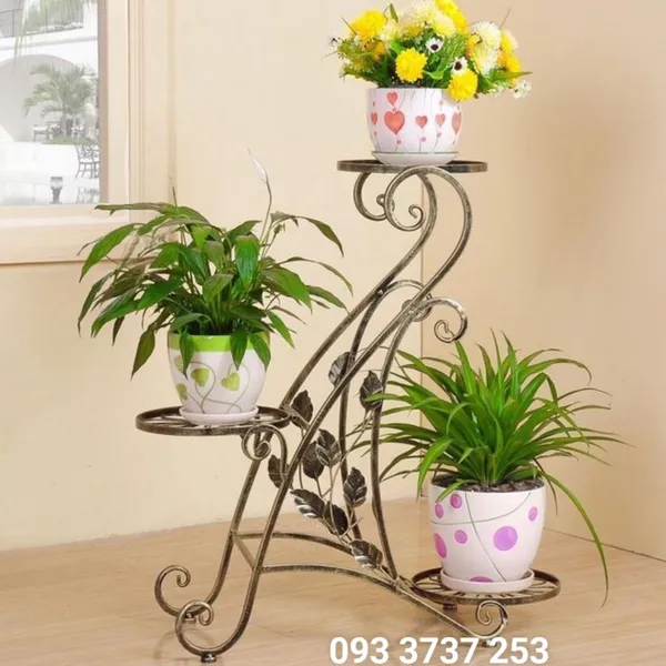 KỆ HOA SẮT MỸ THUẬT MÀU GIẢ CỔ