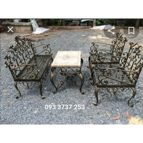 SOFA SẮT RÈN MỸ THUẬT MÀU GIẢ CỔ 