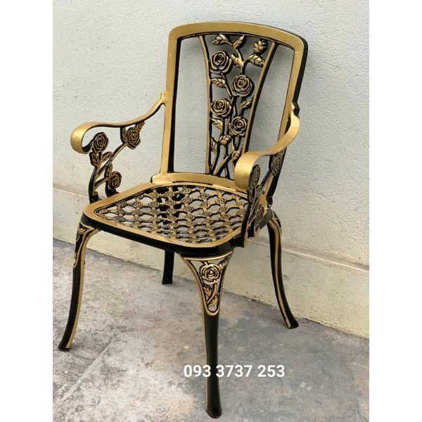 GHẾ NHÔM HỌA TIẾT HOA HỒNG DUYÊN DÁNG