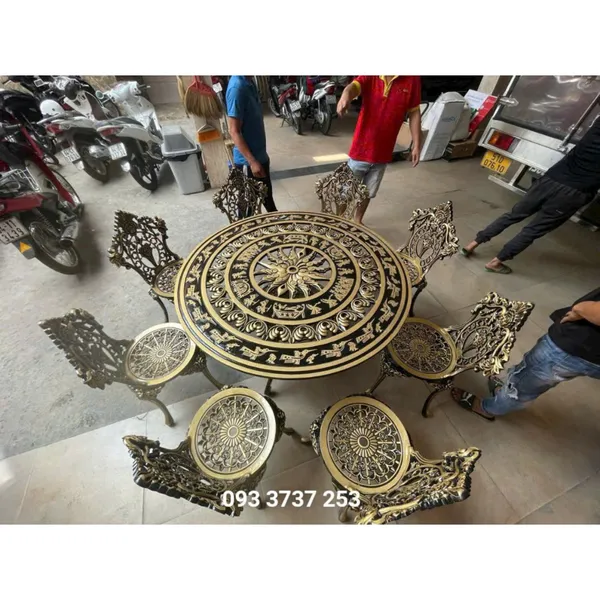 BỘ BÀN NHÔM HOA VĂN CỔ ĐIỂN SANG TRỌNG