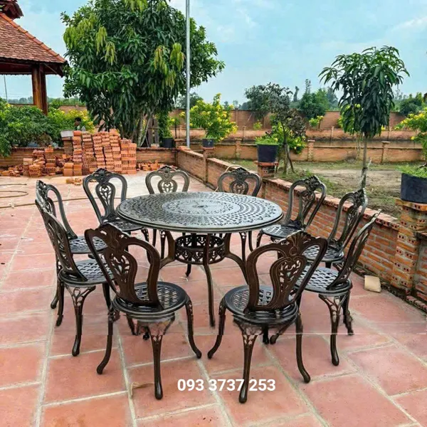 BỘ BÀN GHẾ NHÔM DÀNH CHO GIA ĐÌNH 10 THÀNH VIÊN