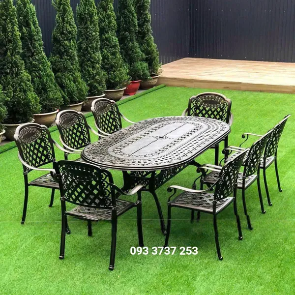 BỘ BÀN GHẾ NHÔM ĐÚC NGOÀI TRỜI SIÊU ĐẸP