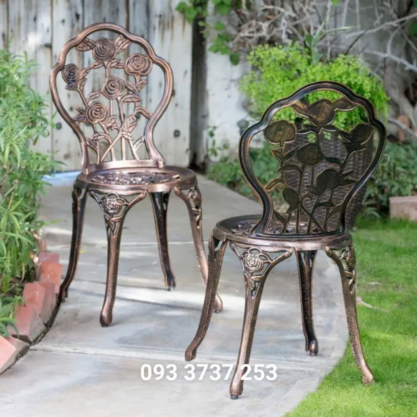 GHẾ HOA HỒNG NHÔM ĐÚC NGOÀI TRỜI