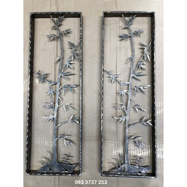 Khung trang trí sắt CNC nghệ thuật họa tiết cây trúc