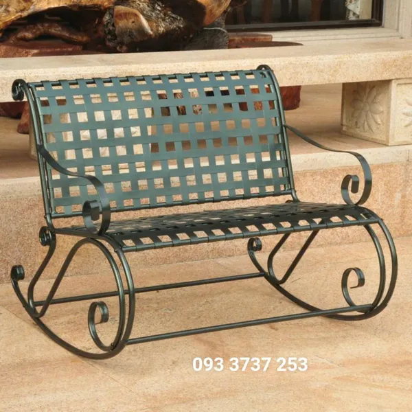 GHẾ BẬP BÊNH SẮT HỌA TIẾT Ô VUÔNG THANH LỊCH