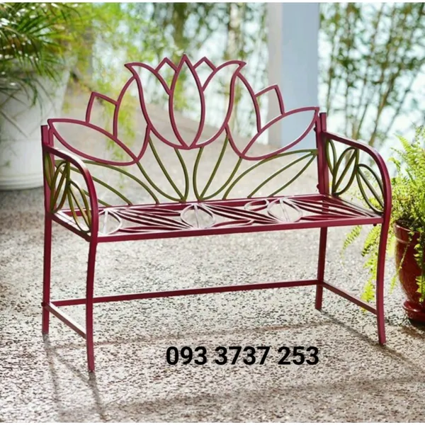 GHẾ DÀI NGOÀI TRỜI LƯNG TỰA HỌA TIẾT HOA SEN