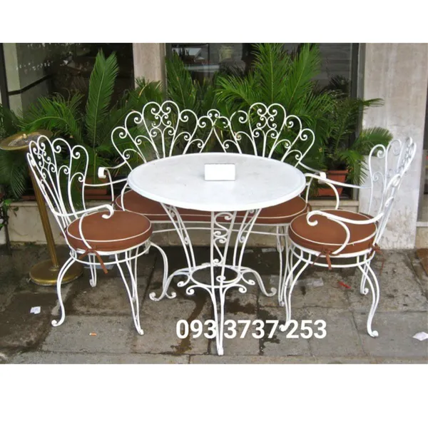 BÀN GHẾ SÂN VƯỜN SẮT UỐN MỸ THUẬT ĐẸP