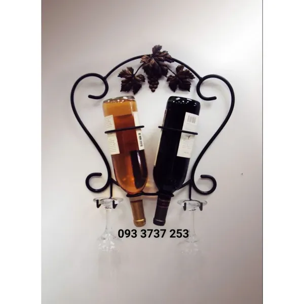 GIÁ ĐỠ CHAI RƯỢU ỐP TƯỜNG SẮT MỸ THUẬT