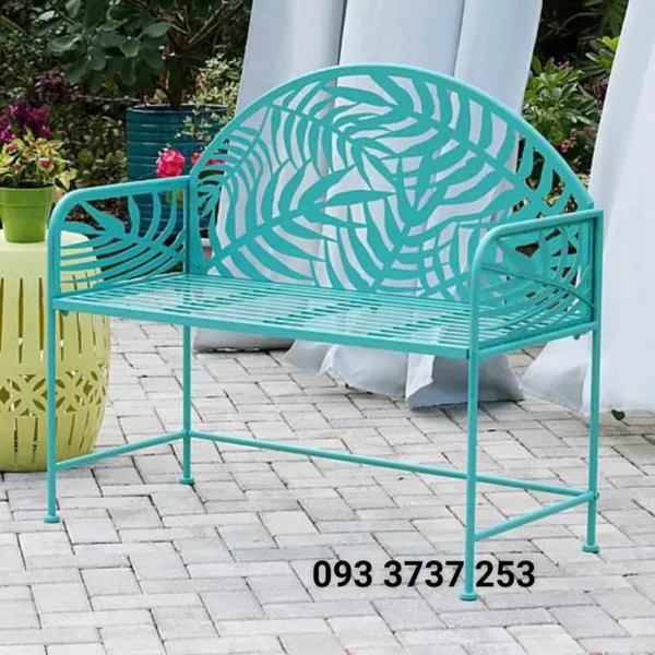 GHẾ BĂNG DÀI SẮT CNC HỌA TIẾT CHIẾC LÁ ĐỘC