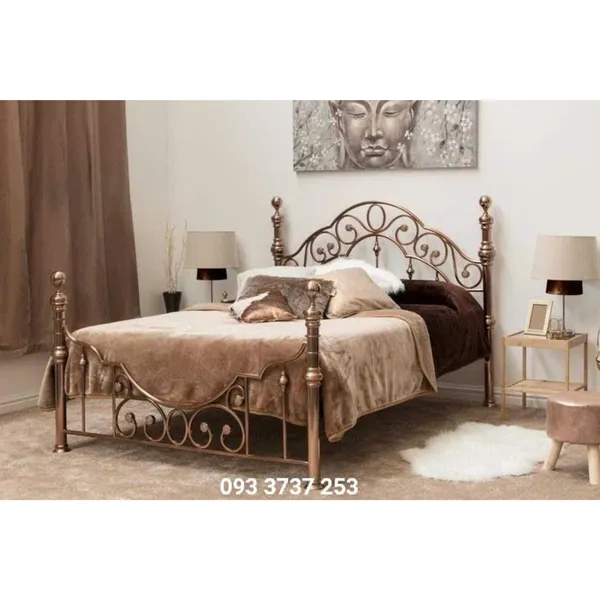 GIƯỜNG SẮT UỐN MÀU ĐỒNG CỔ SANG TRỌNG