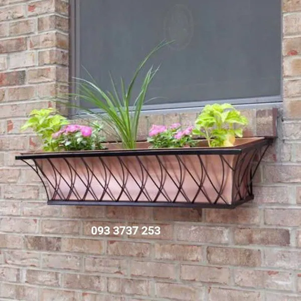 KỆ HOA DÀI ỐP TƯỜNG SẮT MỸ THUẬT 